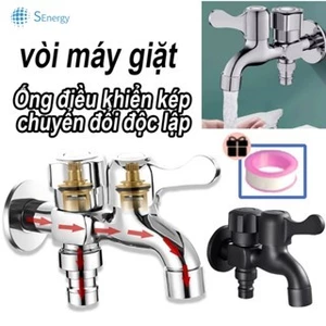 Vòi nước 2 đầu ra Vòi nước 2 đầu cho máy giặt chia nước thành 2 cổng xả độc lập