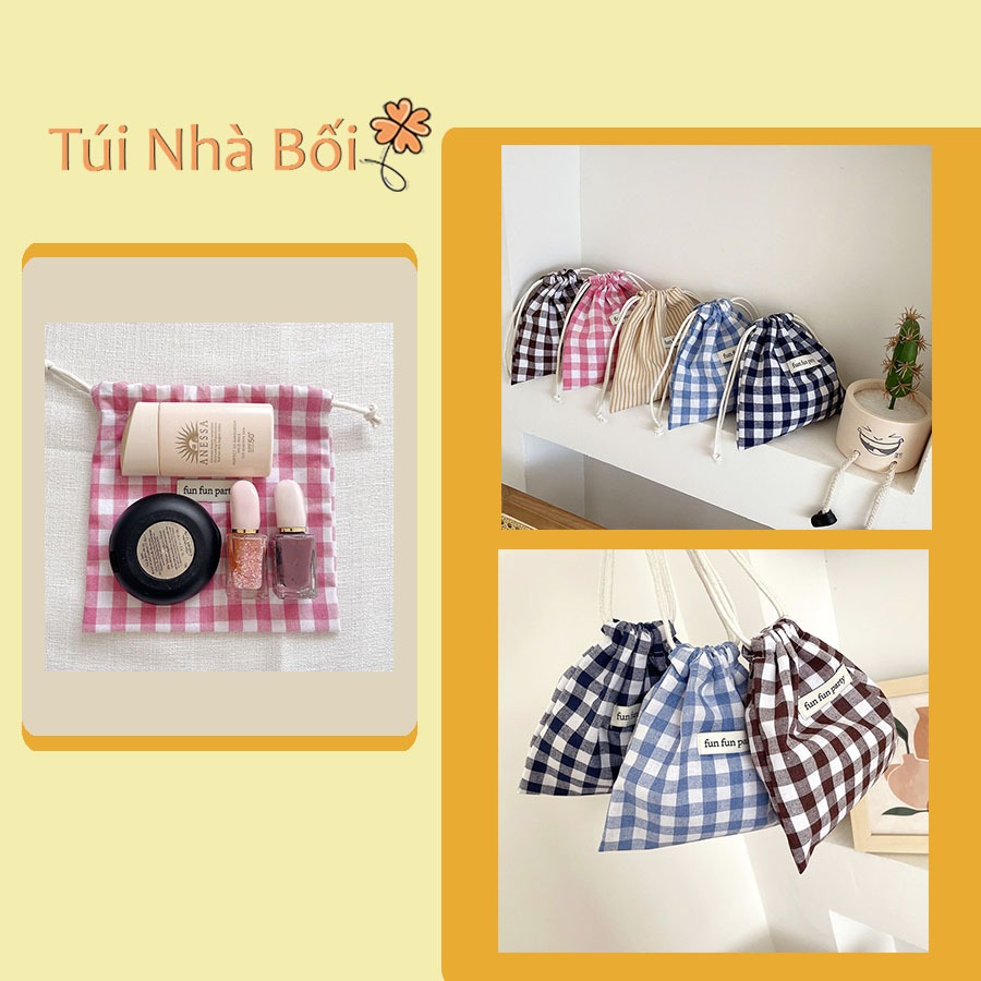 Túi Rút Vải Caro Mini Túi Nhà Bối – Đựng Mỹ Phẩm, Nhỏ Gọn Dễ Thương ...