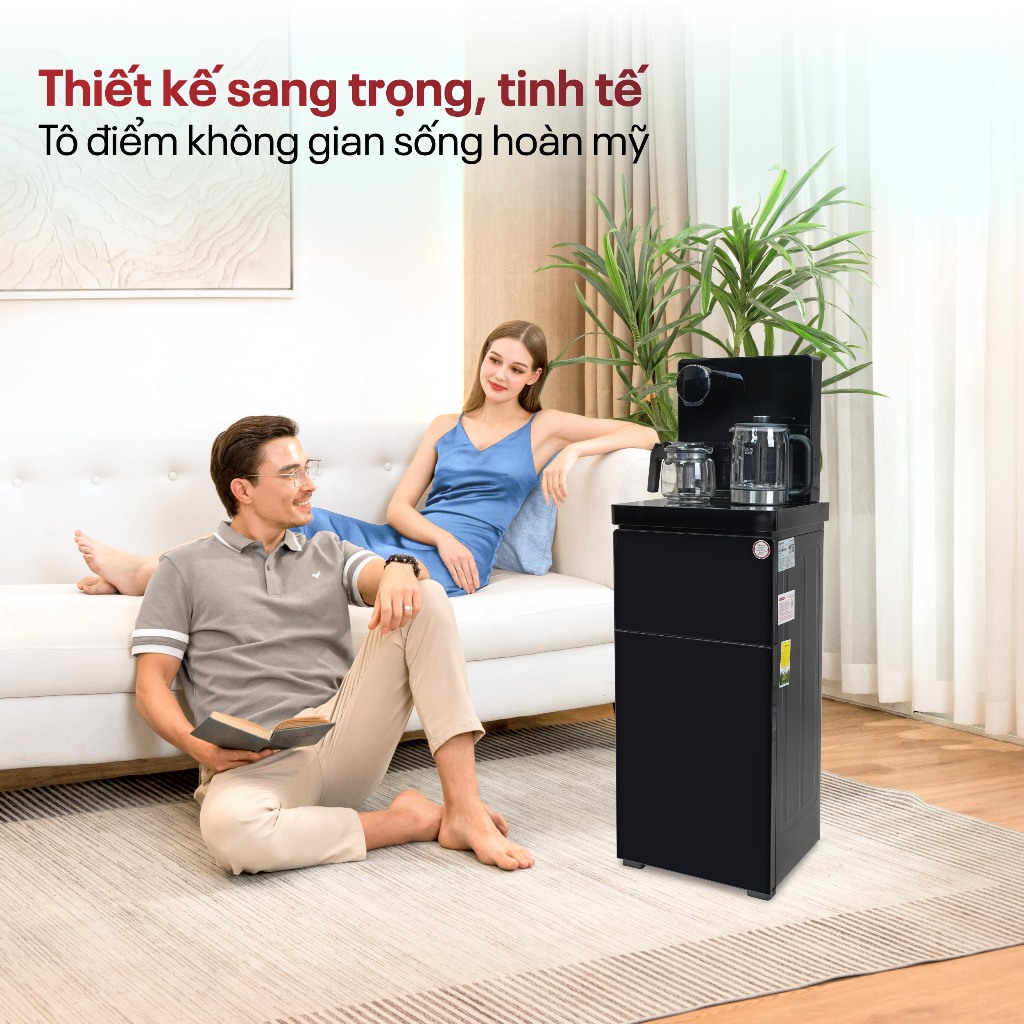 Máy nước nóng lạnh tích hợp bàn pha trà TB2A Nhập Khẩu FUJIHOME, Cây bàn trà đun nước siêu tốc màn hình cảm ứng