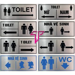 Bảng chỉ dẫn toilet, bảng WC, biển nhà vệ sinh biển hướng dẫn nhà vệ sinh WC, toilet NAM NỮ, bảng toilet Alu inox