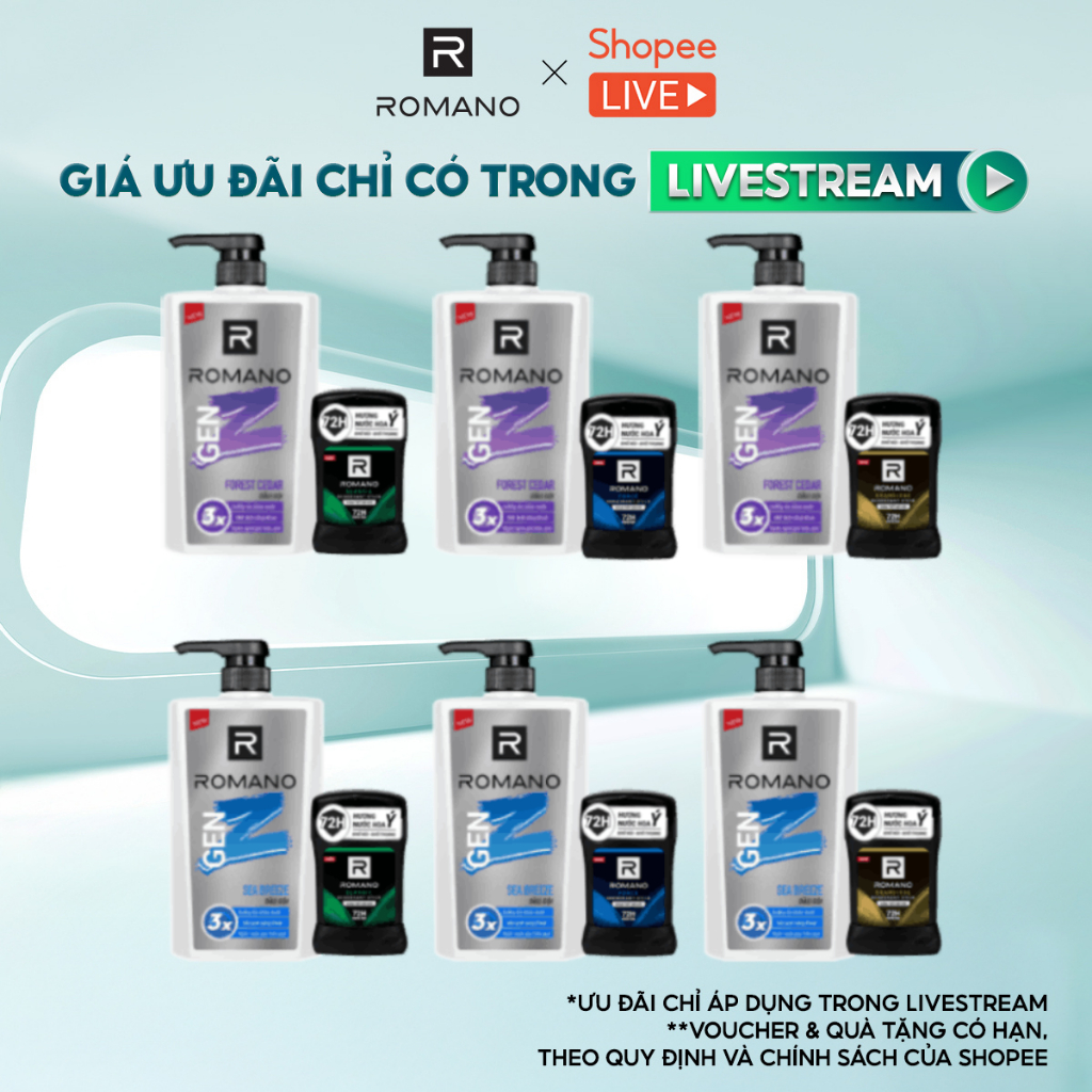 Combo Sáp ngăn mùi cho nam Romano 50g + Dầu gội GenZ 610g - live MCN