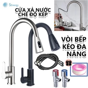 Vòi bồn rửa chén bát nóng lạnh có dây rút bằng Inox 304 cao cấp - tặng kèm dây cấp nóng lạnh