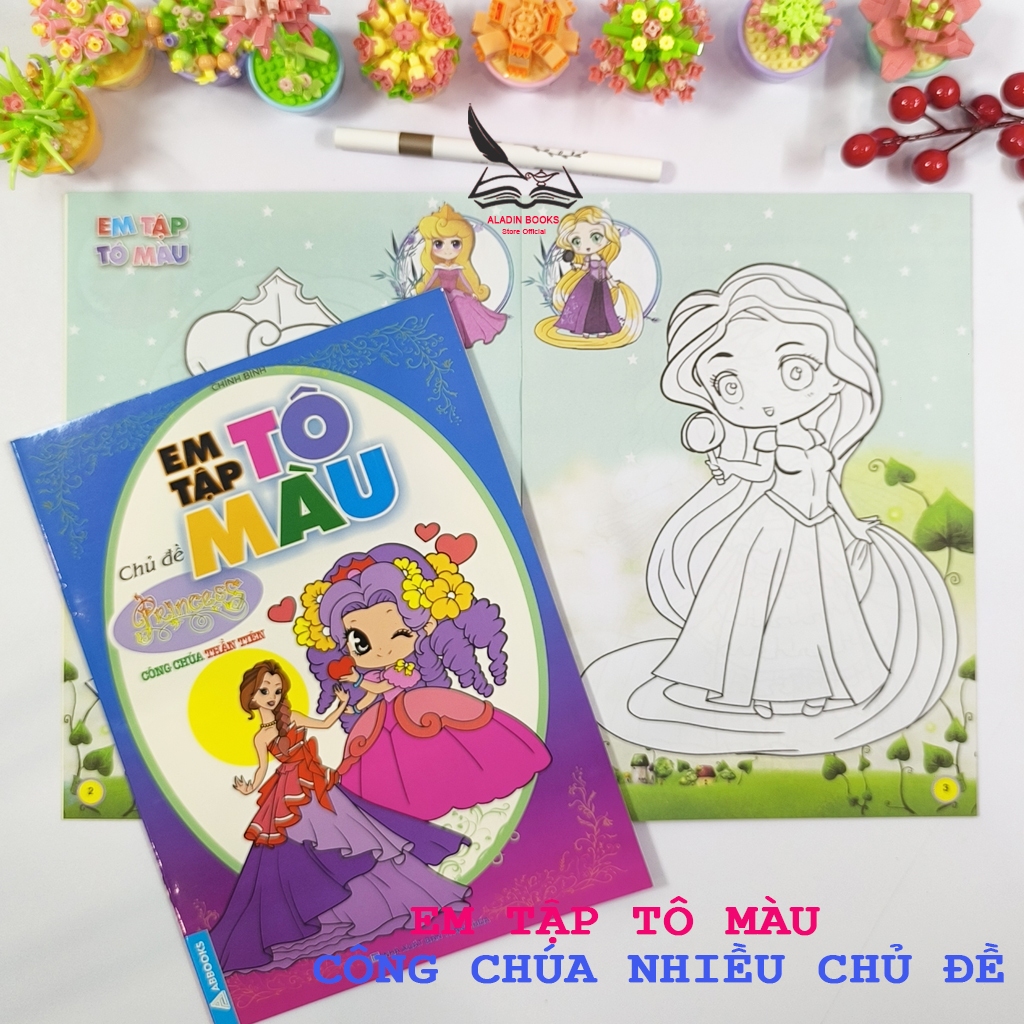 Sách - Bộ 4 Quyển Em Tập Tô Màu – Chủ Đề Công Chúa - Lộng Lẫy- Xinh Đẹp- Diễm Lệ -Thần Tiên