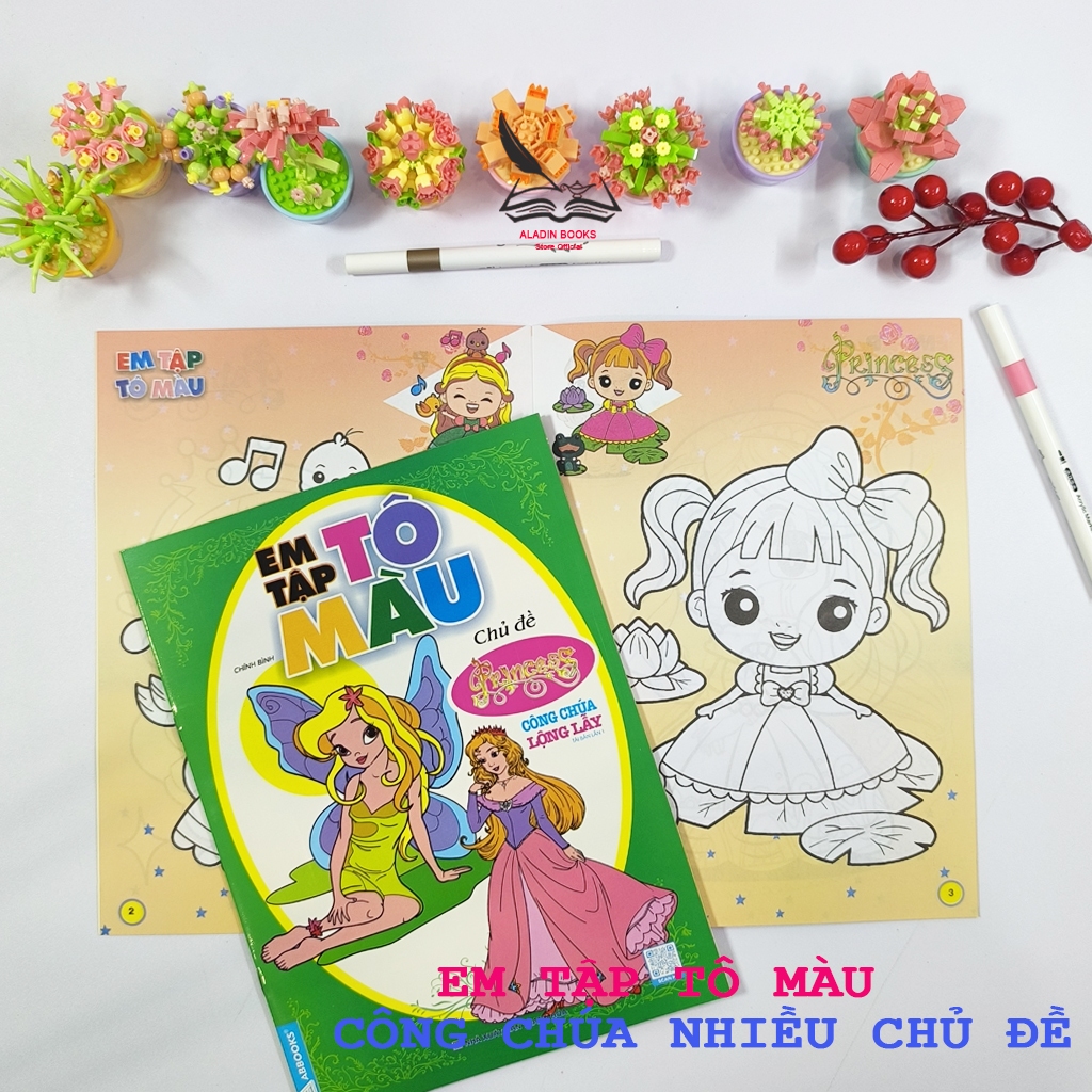 Sách - Bộ 4 Quyển Em Tập Tô Màu – Chủ Đề Công Chúa - Lộng Lẫy- Xinh Đẹp- Diễm Lệ -Thần Tiên
