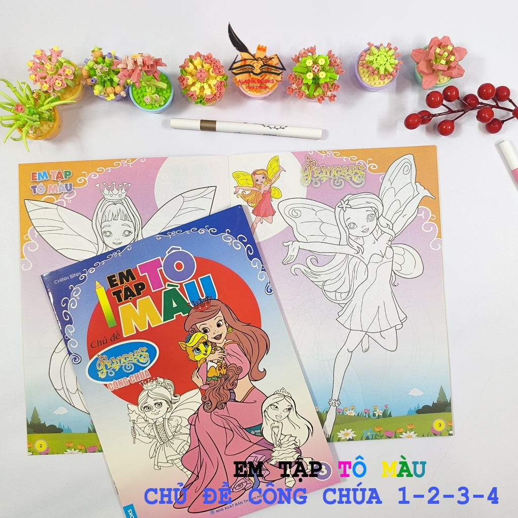 Sách- Bộ 4 Quyển Em Tập Tô Màu Chủ Đề Công Chúa (1–2–3–4) – Hình Ảnh Đáng Yêu, Dễ Tập Tô Cho Bé