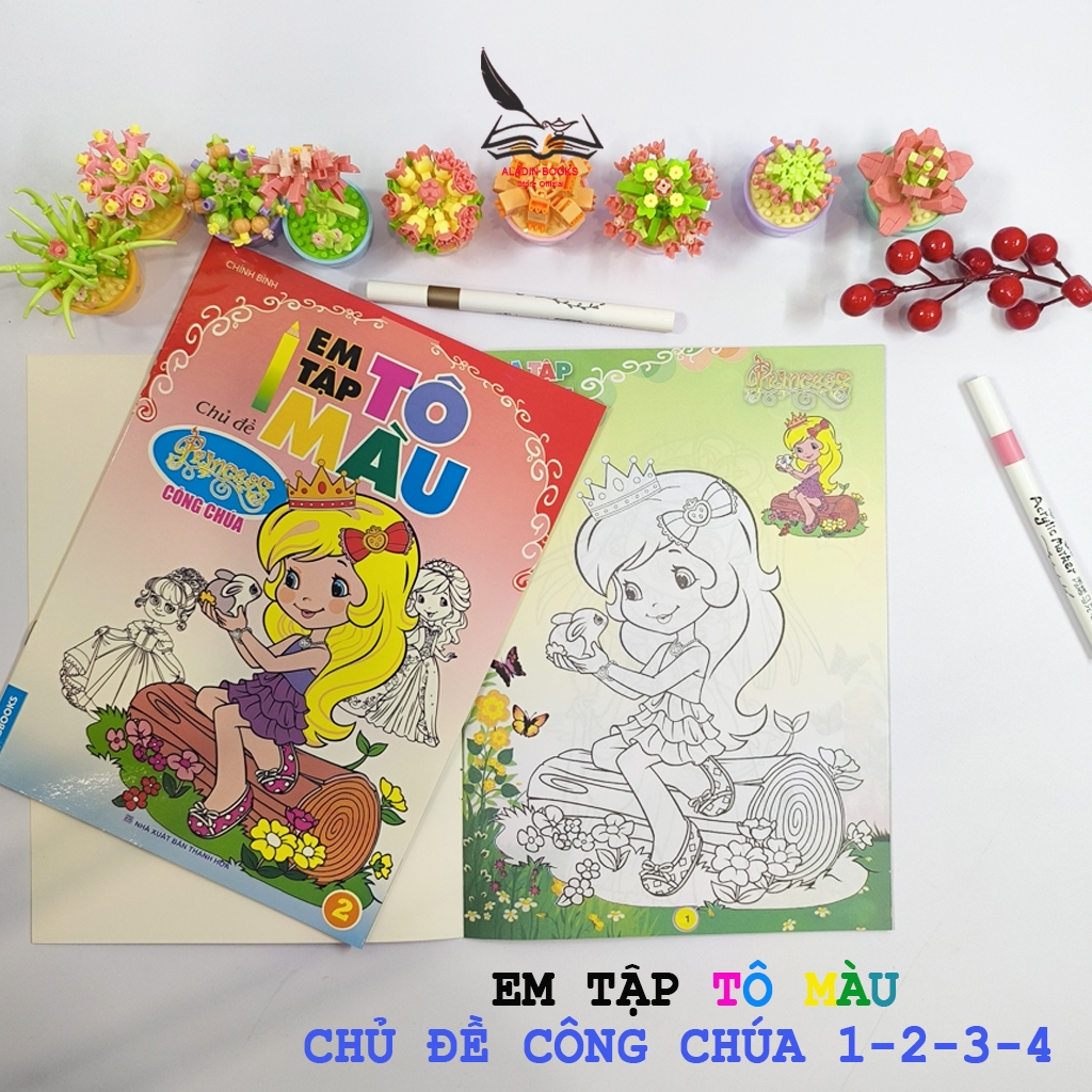 Sách- Bộ 4 Quyển Em Tập Tô Màu Chủ Đề Công Chúa (1–2–3–4) – Hình Ảnh Đáng Yêu, Dễ Tập Tô Cho Bé