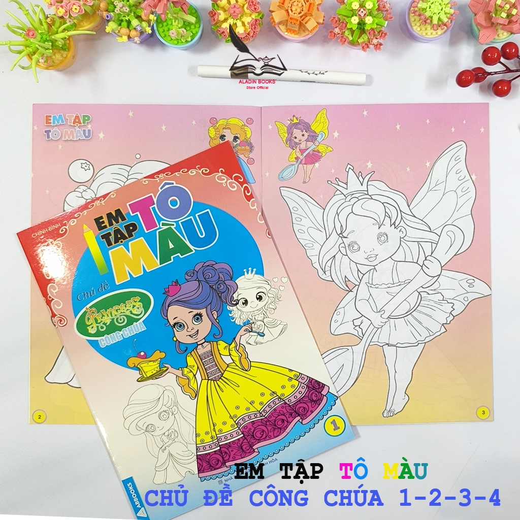 Sách- Bộ 4 Quyển Em Tập Tô Màu Chủ Đề Công Chúa (1–2–3–4) – Hình Ảnh Đáng Yêu, Dễ Tập Tô Cho Bé