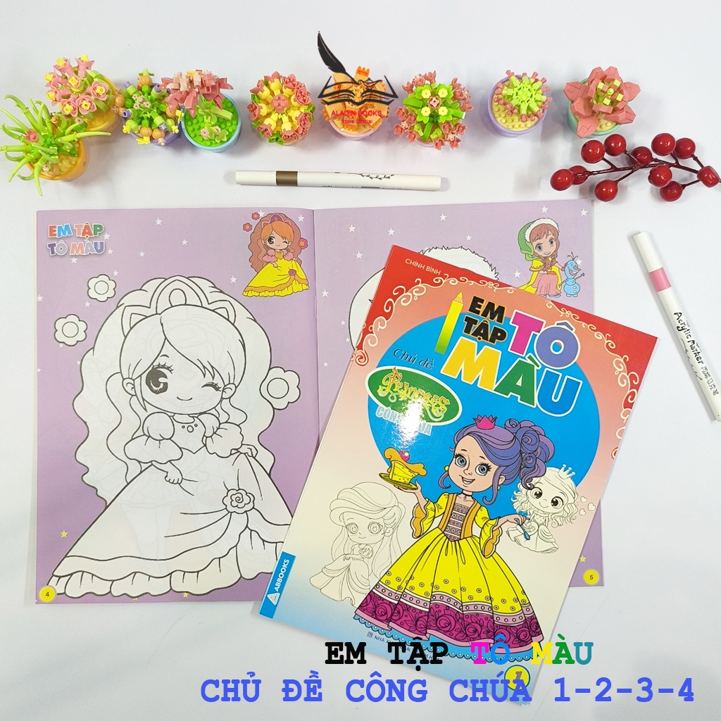 Sách- Bộ 4 Quyển Em Tập Tô Màu Chủ Đề Công Chúa (1–2–3–4) – Hình Ảnh Đáng Yêu, Dễ Tập Tô Cho Bé