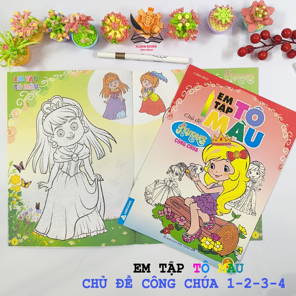 Sách- Bộ 4 Quyển Em Tập Tô Màu Chủ Đề Công Chúa (1–2–3–4) – Hình Ảnh Đáng Yêu, Dễ Tập Tô Cho Bé