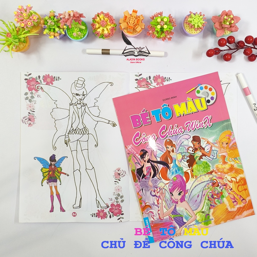 Sách- Bộ 4 quyển sách tô màu Bé Tô Màu – Công Chúa, Công Chúa Chipi, WinX, Friendship Day