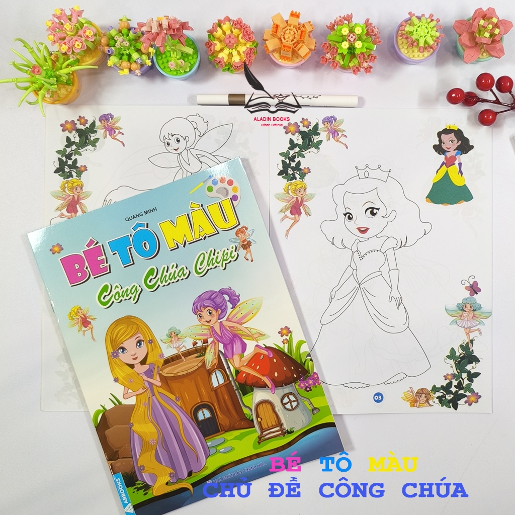 Sách- Bộ 4 quyển sách tô màu Bé Tô Màu – Công Chúa, Công Chúa Chipi, WinX, Friendship Day