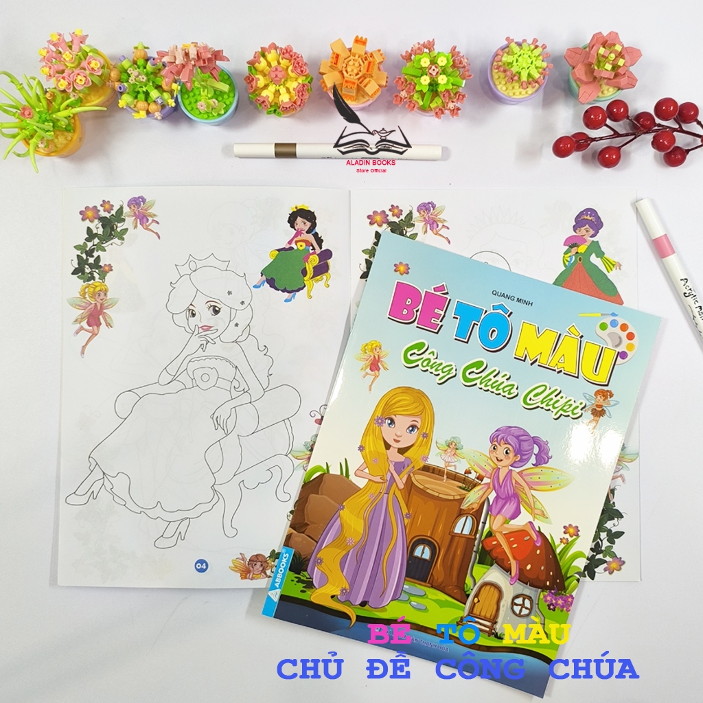Sách- Bộ 4 quyển sách tô màu Bé Tô Màu – Công Chúa, Công Chúa Chipi, WinX, Friendship Day