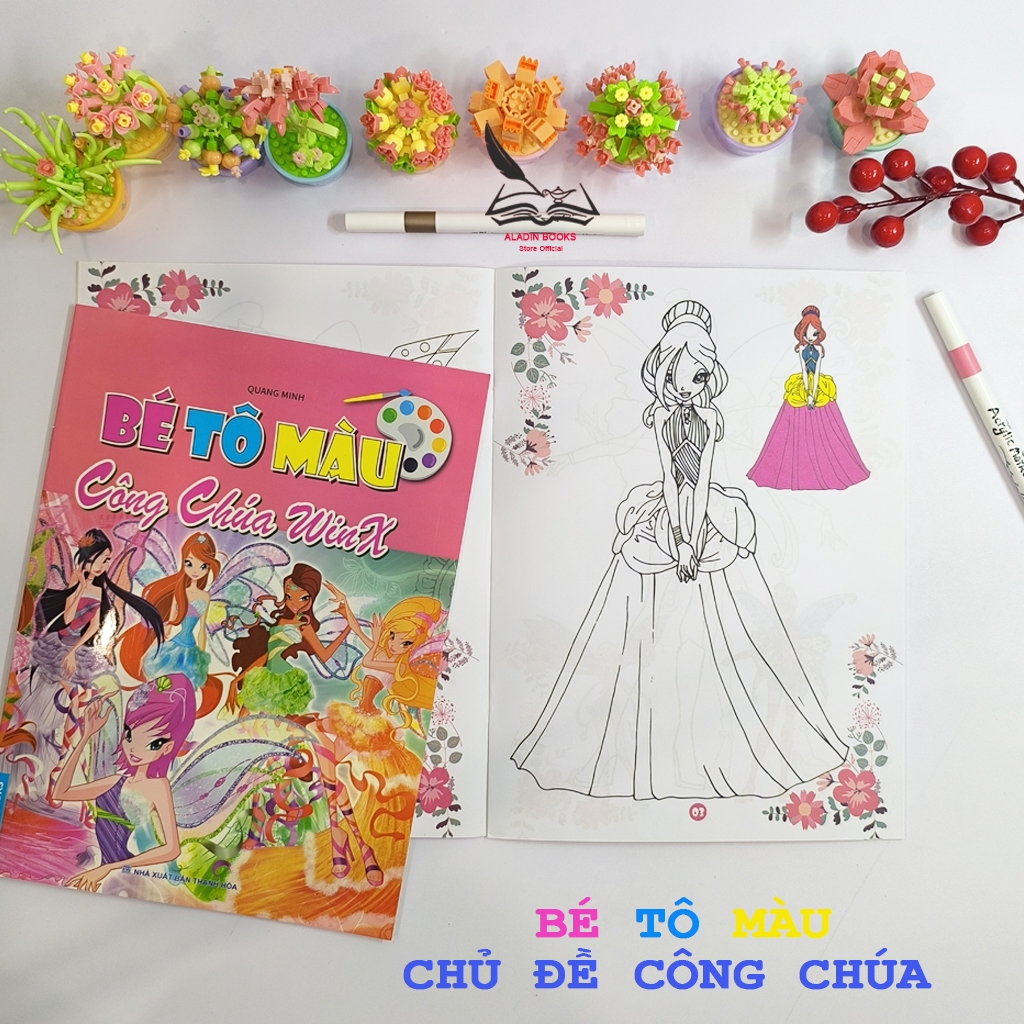 Sách- Bộ 4 quyển sách tô màu Bé Tô Màu – Công Chúa, Công Chúa Chipi, WinX, Friendship Day
