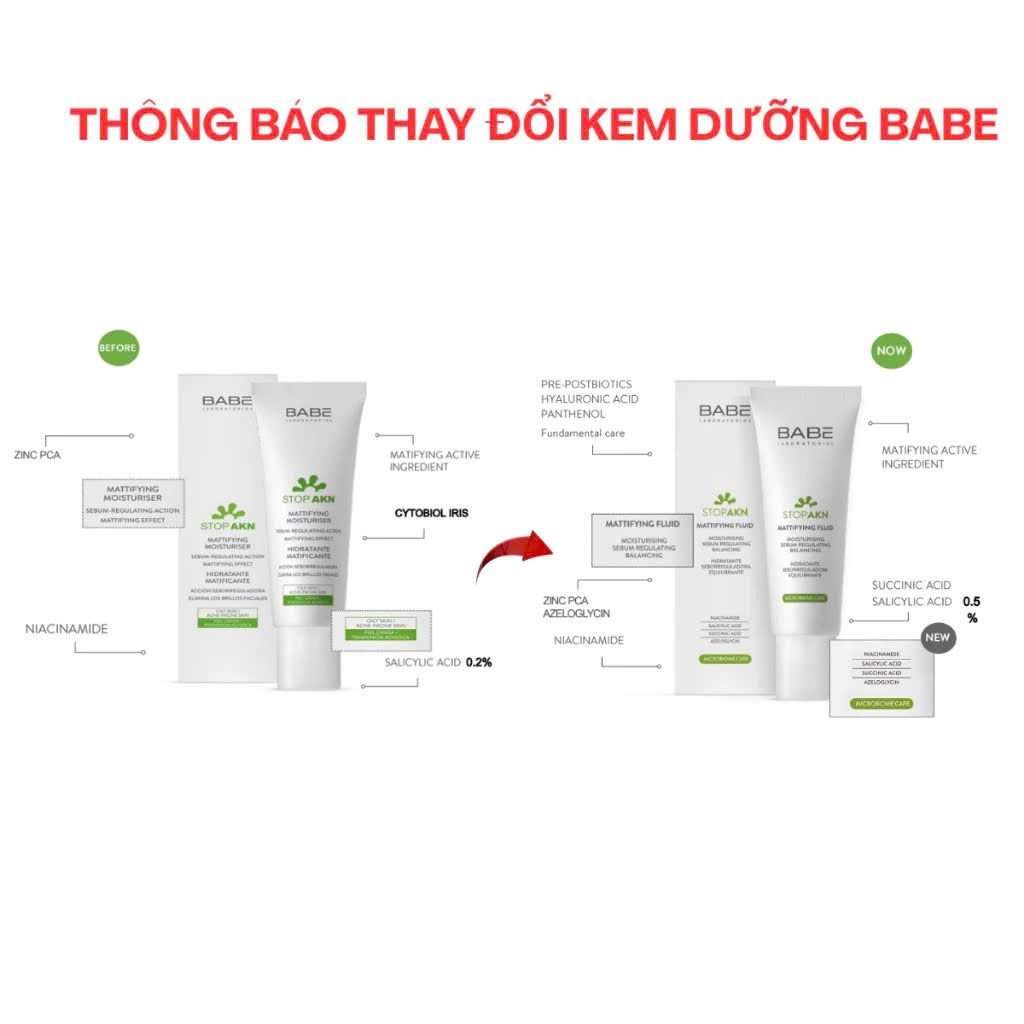 Kem dưỡng ẩm LABORATORIOS BABÉ Stop AKN Mattifying Moisturiser Kiểm Soát Dầu, Giảm Mụn 50ml