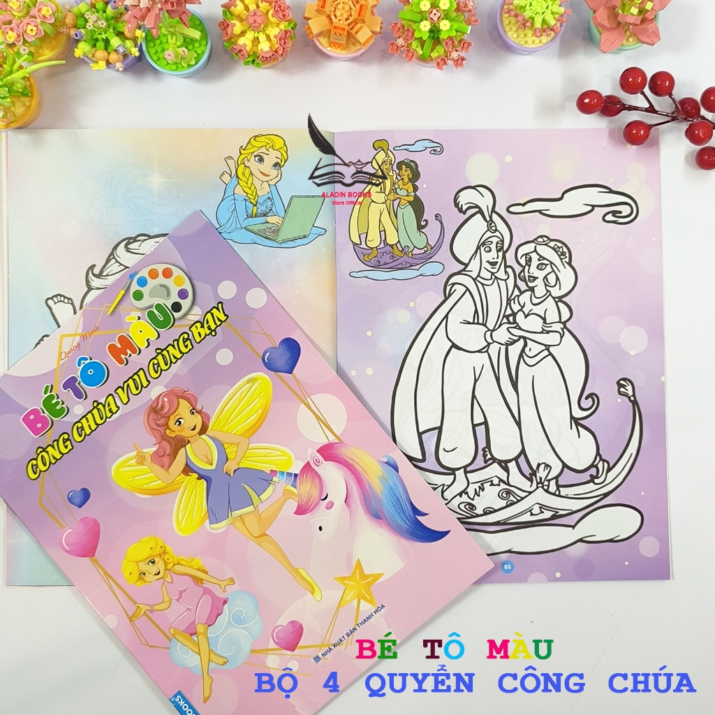 Sách - Bộ 4 Cuốn  Bé Tô Màu – Chủ Đề Công Chúa, Nữ Hoàng Chibi Bạn Bè – Hình Vẽ Dễ Thương Cho Bé Gái