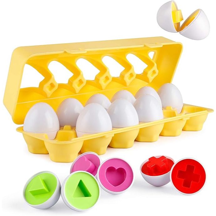 Bộ đồ chơi trứng matching egg  12 pcs/sét trứng ghép đôi sét trứng matching đầu đời cho bé loại cao cấp có khay đựng
