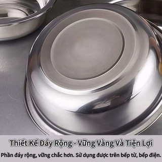 Thau 50CM Inox Cao cấp Chubby Chef Size lớn Trộn Bột Rửa Rau Củ Trái Cây Vo gạo Tiện lợi dễ sử dụng An toàn sức khỏe