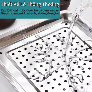 Khay Lỗ inox 304 cao cấp lỗ tròn thoát nước siêu nhanh phù hợp làm bàn trà khay đựng để ráo thức ăn an toàn sức khỏe