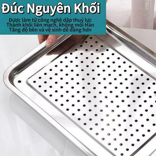 Khay Lỗ inox 304 cao cấp lỗ tròn thoát nước siêu nhanh phù hợp làm bàn trà khay đựng để ráo thức ăn an toàn sức khỏe