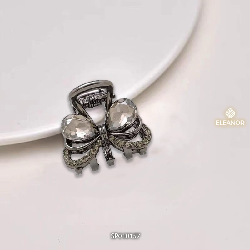 Kẹp tóc nữ càng cua Eleanor Accessories hình nơ đính đá phụ kiện tóc kẹp tóc mái mini 10157