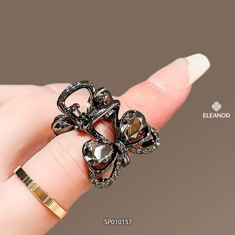 Kẹp tóc nữ càng cua Eleanor Accessories hình nơ đính đá phụ kiện tóc kẹp tóc mái mini 10157