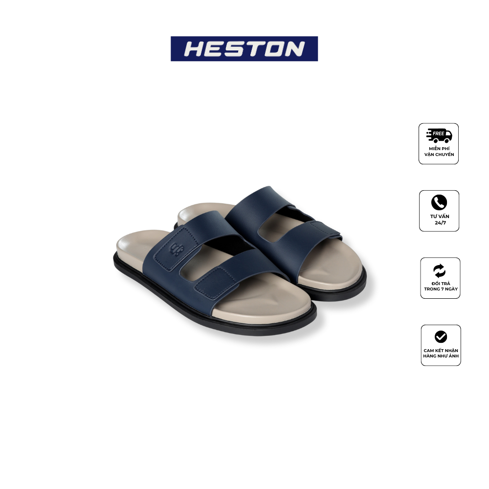 Dép Da Microfiber POW Hai Quai Ngang Nam Nữ Đế Bằng Chống Trơn Trượt Thời Trang Cao Cấp | HESTON
