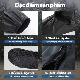 ỦNG BỌC GIÀY ĐI MƯA CHỐNG NƯỚC 100% PVC CAO CẤP | CHỐNG TRƯỢT CÓ KHÓA KÉO GẤP GỌN 5 SIZE