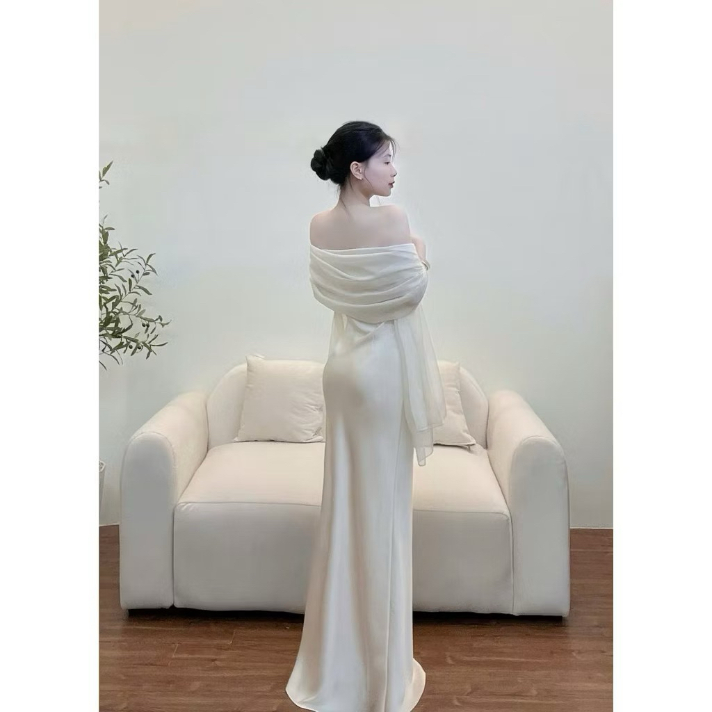 Khăn Choàng Lụa Quàng Cổ Mỏng Nhẹ Trơn 180x105cm Thời Trang Công Sở Bộ Quà Tặng QUEMEO