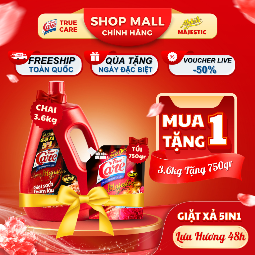 [MUA 1 TẶNG 1] Mua 1 Chai Nước Giặt Xả True Care 5in1 3.6kg Tặng 1 Túi Nước Giặt Xả True Care 750gr