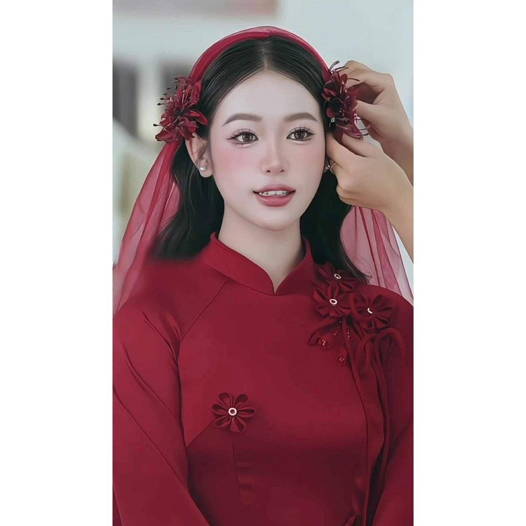 ✨✨✨ Set hoa cài tóc và voan cô dây đỏ đô xinh|PHUKIENCUOIYENLINH