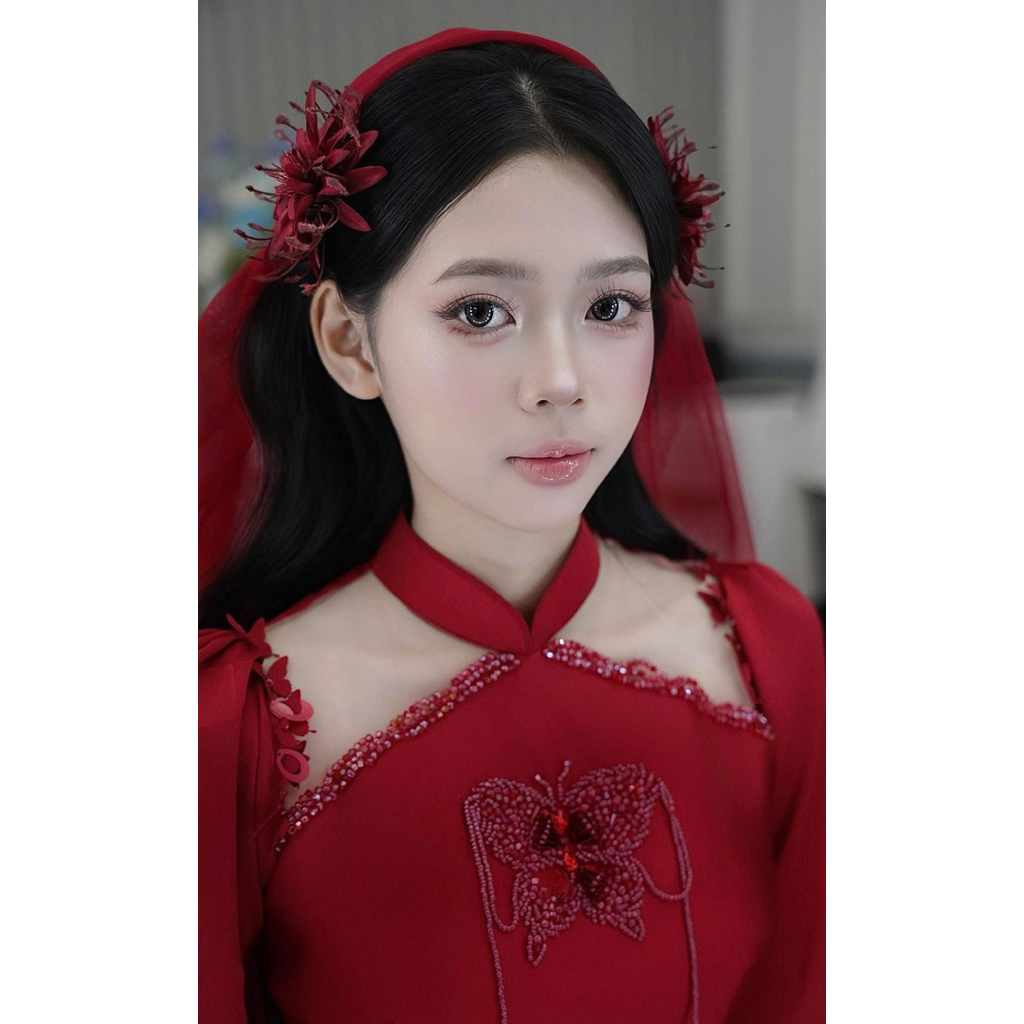 ✨✨✨ Set hoa cài tóc và voan cô dây đỏ đô xinh|PHUKIENCUOIYENLINH