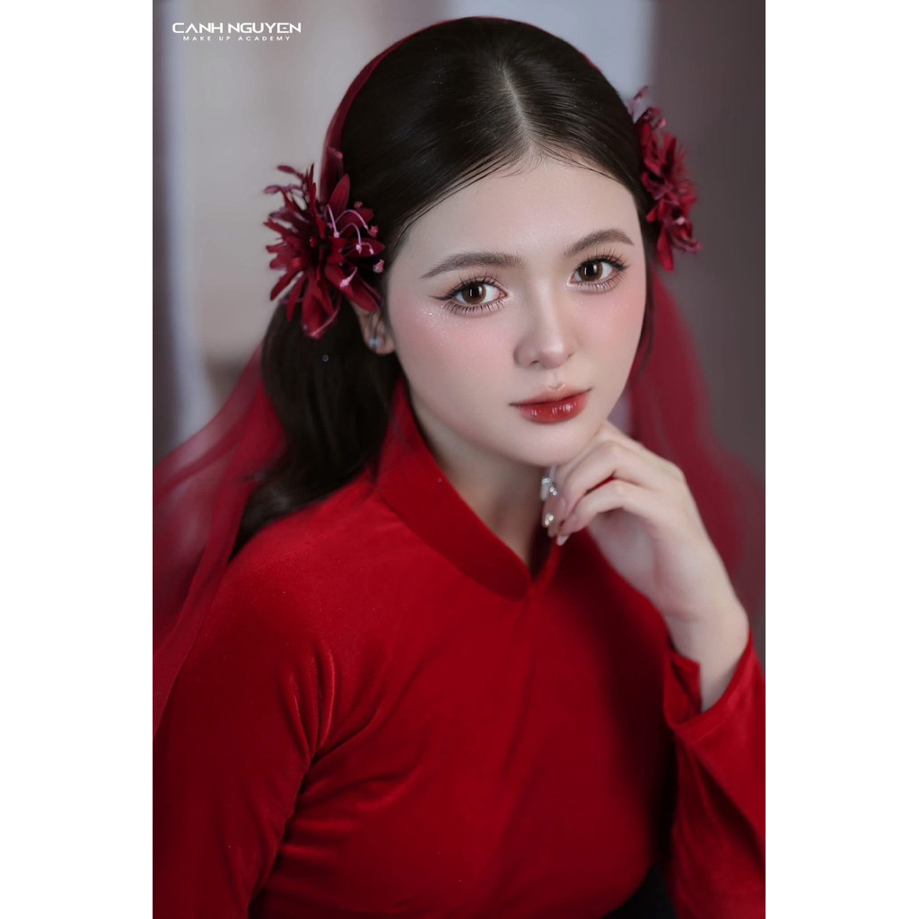 ✨✨✨ Set hoa cài tóc và voan cô dây đỏ đô xinh|PHUKIENCUOIYENLINH