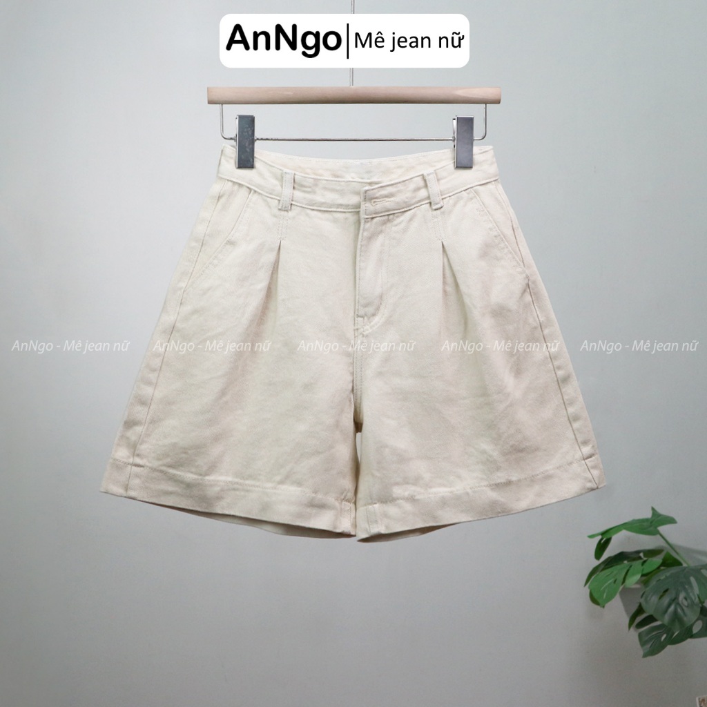 Quần jean ngố nữ ống rông cách điệu túi sau, chất jean denim không giãn dày đẹp Anngo - AT542