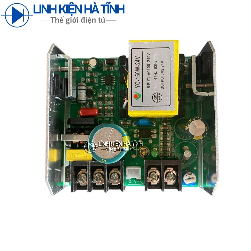 Mạch nguồn 24V 6.25A 150W vỏ nhôm vuông dùng cho đèn LED sân khấu Nguồn LED Par 24V 6A, nguồn ghế massage 24V 150W