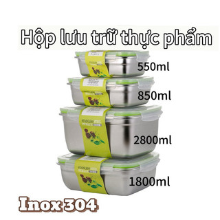 Hộp Inox 304 X Giữ Thức Ăn – Hộp Bảo Quản Thực Phẩm Tủ Lạnh Nắp Chống Tràn Ngăn Mát/Ngăn Đông