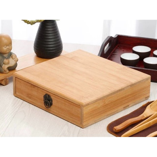 Hộp tre ép bảo quản trà bánh (kèm túi xách)