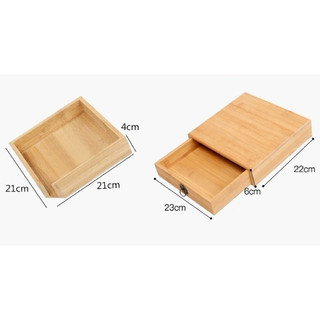 Hộp tre ép bảo quản trà bánh (kèm túi xách)