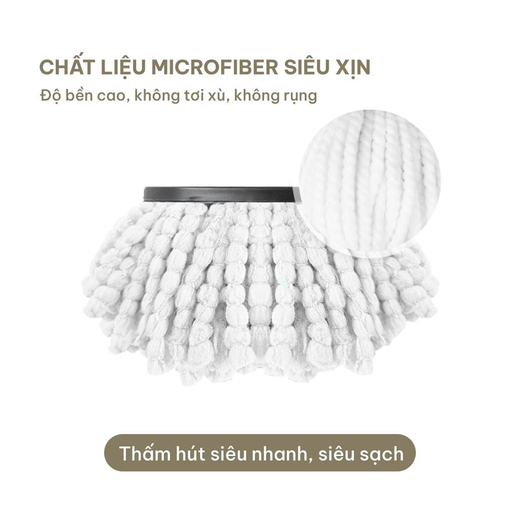 Nùi Lau 360 Thay Thế, Bông lau nhà MEGAHOME Chất Liệu Microfiber Thấm Hút Tốt, dùng được cho tất cả cây lau xoay 360 độ