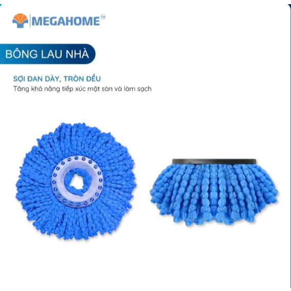 Nùi Lau 360 Thay Thế, Bông lau nhà MEGAHOME Chất Liệu Microfiber Thấm Hút Tốt, dùng được cho tất cả cây lau xoay 360 độ