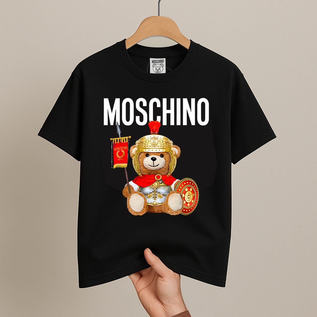 100% Cotton Áo thun cotton unisex fom rộng moschino roma
