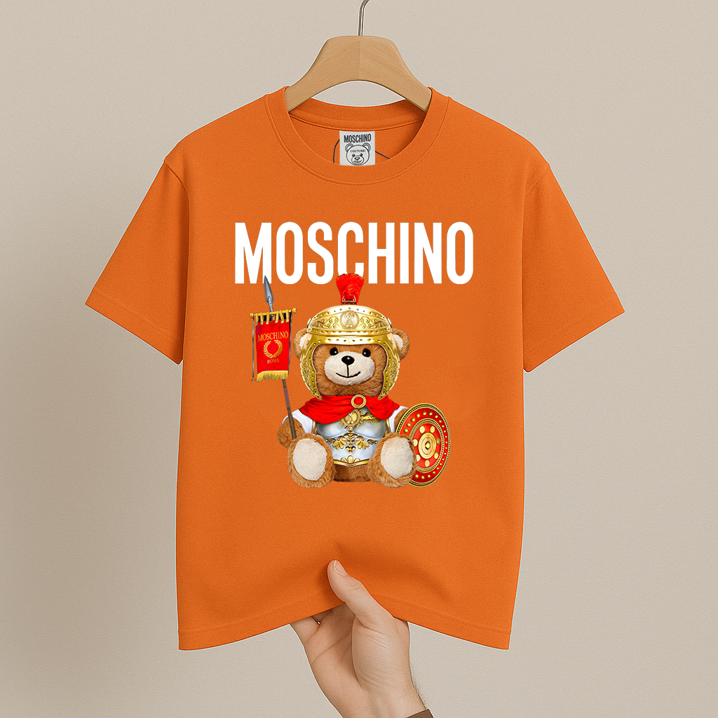 100% Cotton Áo thun cotton unisex fom rộng moschino roma