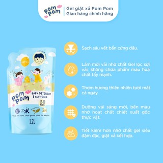 Nước Giặt Xả Pom Pom Active [1.2L x4] Siêu Tiết Kiệm Cho Cả Gia Đình Sạch Mới Thơm Mềm Vải Hương Nắng Mai AT12