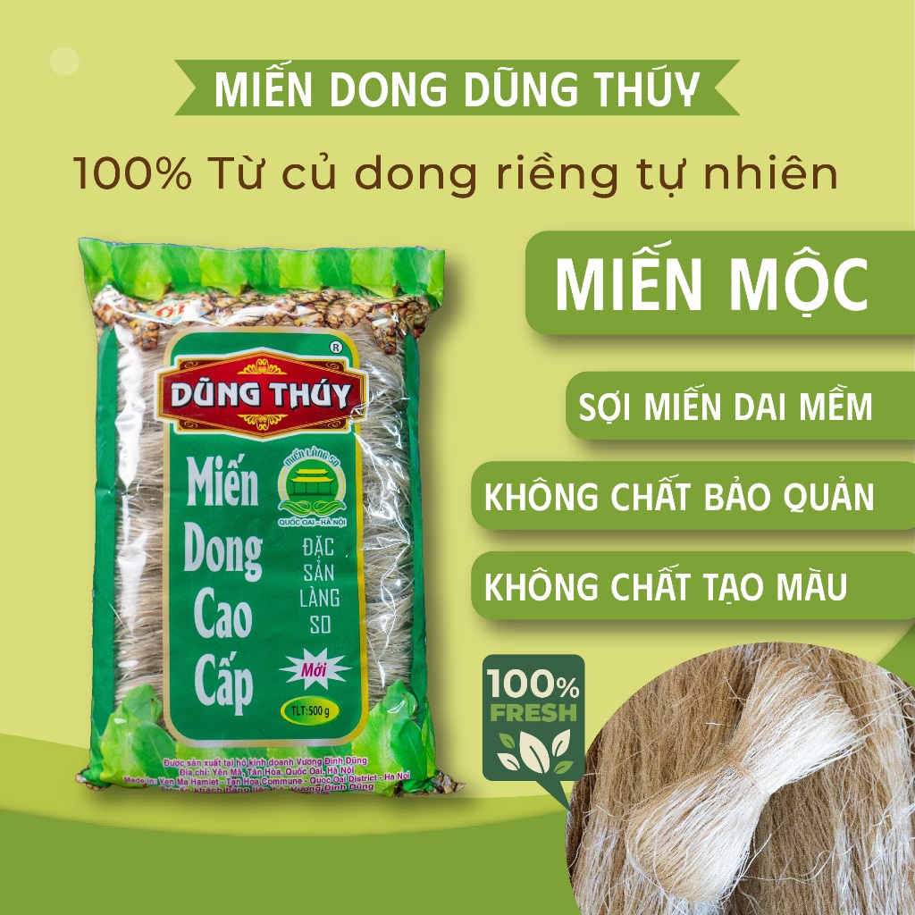 Gói 500g Miến Dong Dũng Thúy - Miến mộc SỢI NHỎ, ăn kiêng, ăn chay, healthy, ít calo, dai mềm không nát