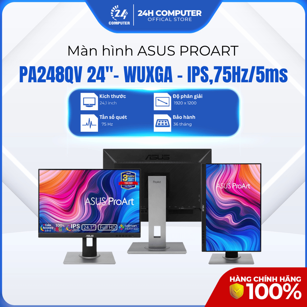 Màn hình Asus ProArt PA248QV (24inch/WUXGA/IPS/75Hz/5ms), 24H Computer ...