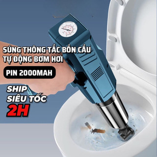 Súng Thông Bồn Cầu Bơm Hơi Tự Động, Thông Tắc Chậu Rửa Bát, Bồn Tắm - Khí Nén Agt Cực Mạnh 8kg, Thép Không Gỉ 304