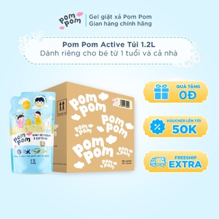 Nước Giặt Xả Pom Pom Active [1.2L x4] Siêu Tiết Kiệm Cho Cả Gia Đình Sạch Mới Thơm Mềm Vải Hương Nắng Mai AT12