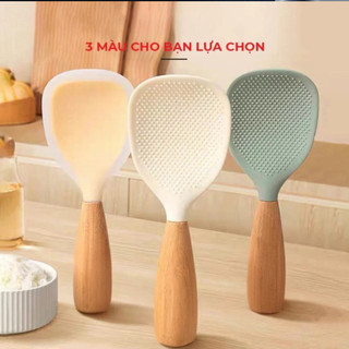 Muôi Xới Cơm Chống Dính Cao Cấp, Cán Gỗ Sồi Chịu Nhiệt Tốt, Chống Nóng Và Có Thể Để Đứng An Toàn Dễ Sử Dụng