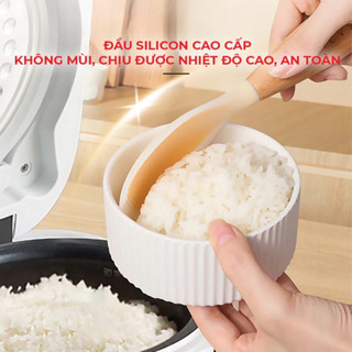 Muôi Xới Cơm Chống Dính Cao Cấp, Cán Gỗ Sồi Chịu Nhiệt Tốt, Chống Nóng Và Có Thể Để Đứng An Toàn Dễ Sử Dụng