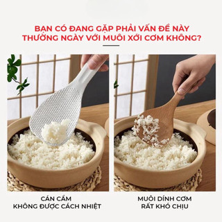 Muôi Xới Cơm Chống Dính Cao Cấp, Cán Gỗ Sồi Chịu Nhiệt Tốt, Chống Nóng Và Có Thể Để Đứng An Toàn Dễ Sử Dụng