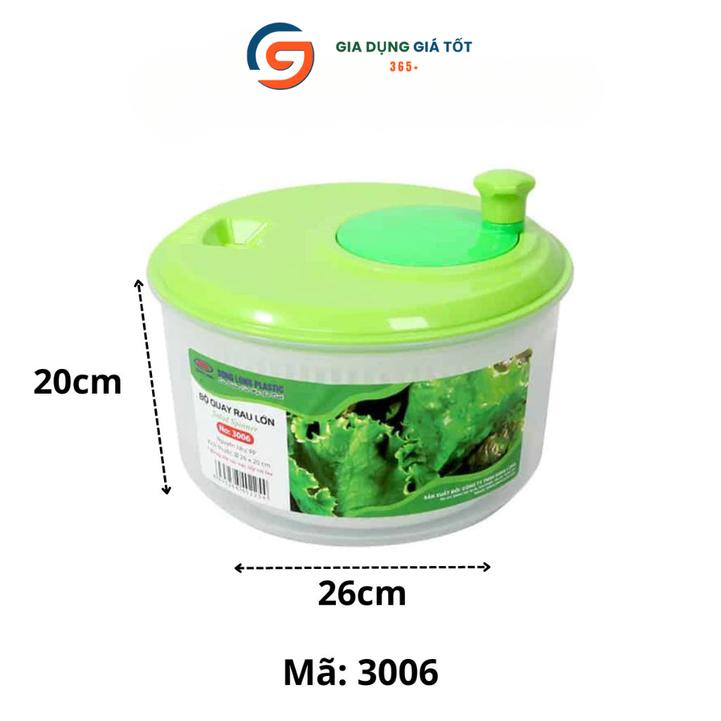 Rổ quay rau Song Long - rổ vắt rau sống, làm salad nhanh khô - quay rau ly tâm dễ dùng